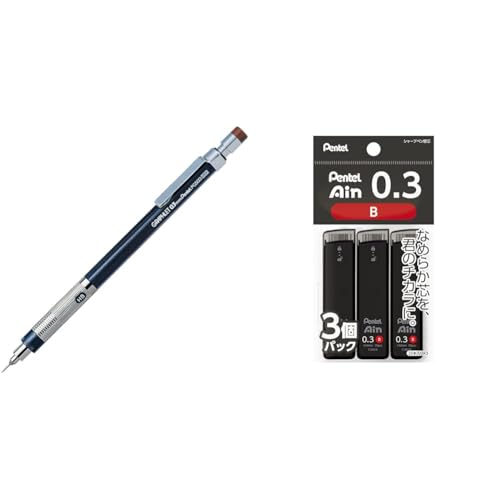 【セット買い】ぺんてる シャープペン グラフレット PG503-ED 0.3mm&ぺんてる シャープ芯 ぺんてるアイン 0.3mm B 3個 XC283B-3P