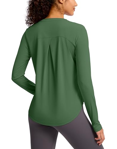 Soothfeel Women's UPF 50+ Sun Shirts Long Sleeve SPF UV Protection Rash Guard Lightweight Quick Dry Hiking Workout Tops GreenM