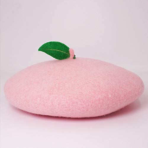 Image of Green Leave Fruit Cosplay Beret Vintage Painter Hat Lolita Kawaii Wool Cap Xmas Gift