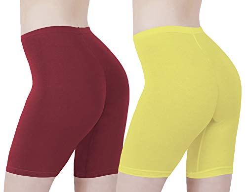 Image of Buy That Trendz Cotton Lycra Tight Fit Stretchable Cycling Shorts Womens | Shorties for Active wear /Exercise /Workout /Yoga /Gym /Cycle /Running Red Grey Combo Pack of 2
