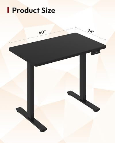 Image of SANODESK Electric Standing Desk 40 x 24 Inches Whole-Piece Desktop Height Adjustable Stand Up Desk w /6-Button Controller Ergonomic Computer Desk for Home Office, Black Frame + Black Tabletop
