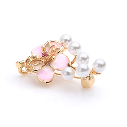 Broche perle de simulation et rose délicate, accessoire de mode pour dames - 4