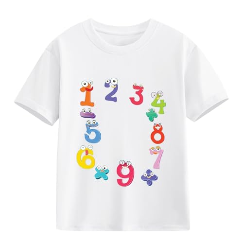 Fun Colorful Numbers Print T Shirts for Kids Girls Boys Summer Lightweight Comfy Soft Casual Pullover Blouse Tops