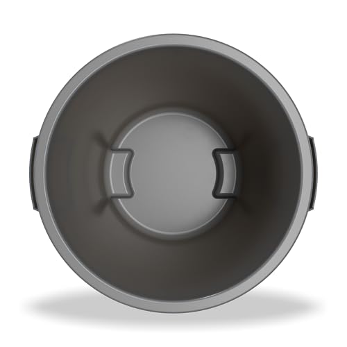 Image of Winco 10 Gallon Gray Heavy-Duty Round Plastic Trash Can | Heavy-duty, Built-in bag cinches, Great for Kitchens, Dining Areas and Back-of-house Cleanup