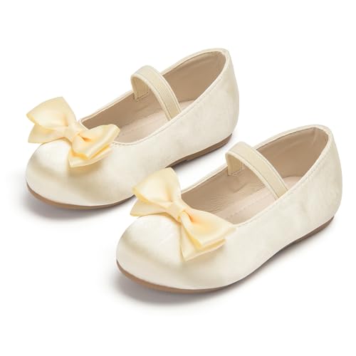 Image of PHIRAMIN Toddler Flower Girl Dress Shoes - Little Girl Ballet Flats Bow Wedding Party
