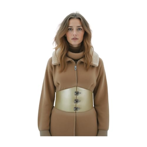 TrendyFashionJewelry Women Wide Corset Hooks Belt Hip Waist Elastic Plus L XL XXL Metallic Beige Champagne Color