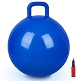 AMOR PRESENT Hopper Ball for Kids, Blue Bouncy Ball with Handle Jumping Ball for Indoor Outdoor
