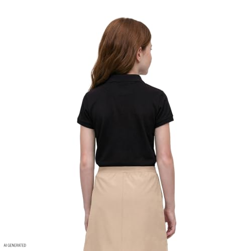 Image of IZOD Girls' School Uniform Short Sleeve Polo Shirt, Button Closure, Comfortable & Soft Interlock Fabric