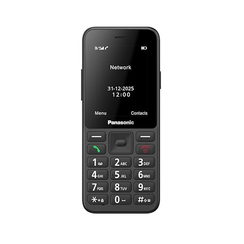 Panasonic KX-TU260EXB Téléphone Portable 4G, Téléphone Senior, Grosses Touches, IP44, USB C, Jusqu’à 7,5 h d'appel, écran 2,4 Pouces, Noir