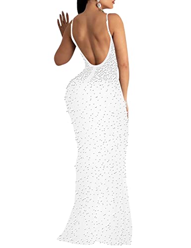 MAYFASEY Women's Sexy Elegant Rhinestone Hot Drilling Process Bodycon Dress Party Club Night Out Dress Long Evening Dresses2