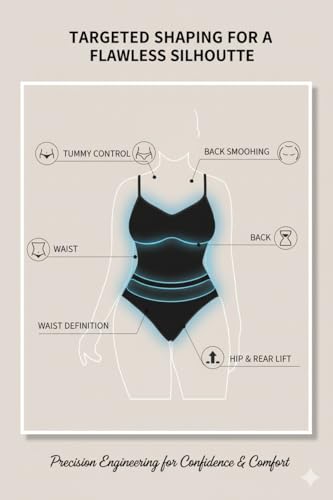 KOVEXA Thong Bodysuit for Women, Slimming Design Shapewear for Women, Tummy Control Body Shaper with Silicone Grip, No Steel Bones for All Day Comfort, Seamless Sculpting Bodyshaper