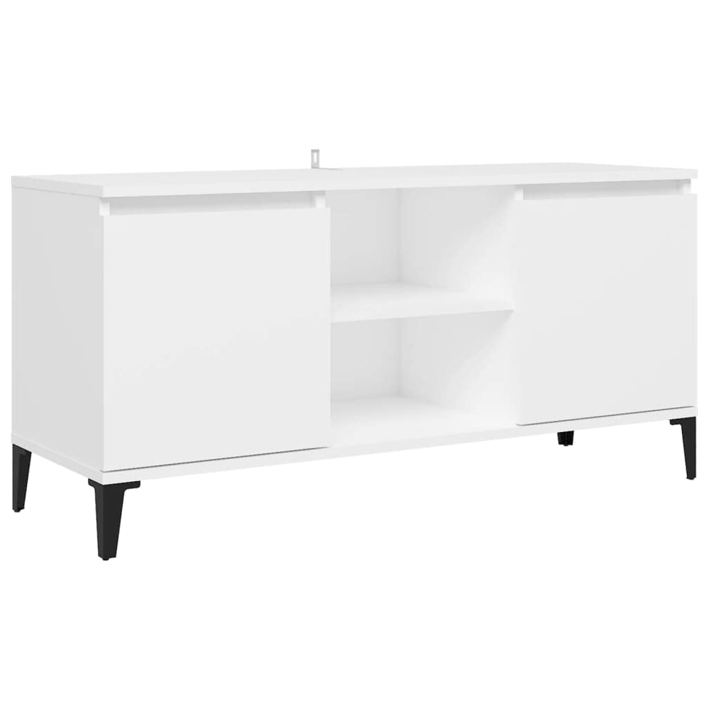 vidaXL Mueble de TV con Patas Soporte Mobiliario Aparador Estante Salón Sala de Estar Dormitorio Decoración de Metal Blanco 103,5x35x50 cm