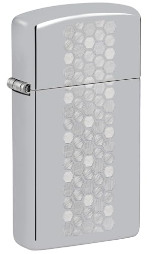 Zippo Isqueiro Slim® Honeycomb Design cromado de alto polimento