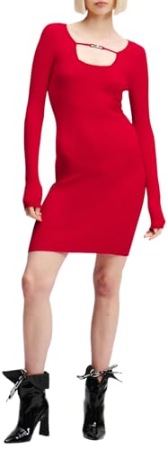 Robe en maille Karl Lagerfeld Jeans femme manches longues logo robe pull tricot noir