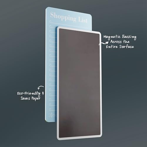 Image of 3 Lines Shopping List Fridge Magnet with Marker|Smart Planning & Shopping for Family, Working Professionals| Acrylic Magnetic Notepad for Kitchen Organisation|12x24 cms|Light Blueberry Color|Large