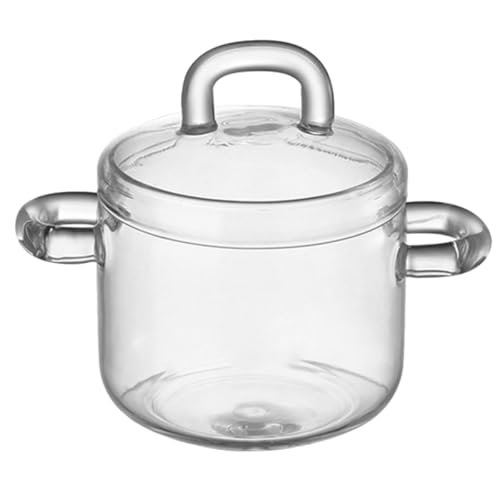 NUOBESTY Cuenco de Vidrio con Tapa 700 Ml, Frutero y Tazón de Sopa Calentable con Doble Asa, Ensaladera de Cristal para Cocina y Postres, Apto para Estufa y Uso Doméstico