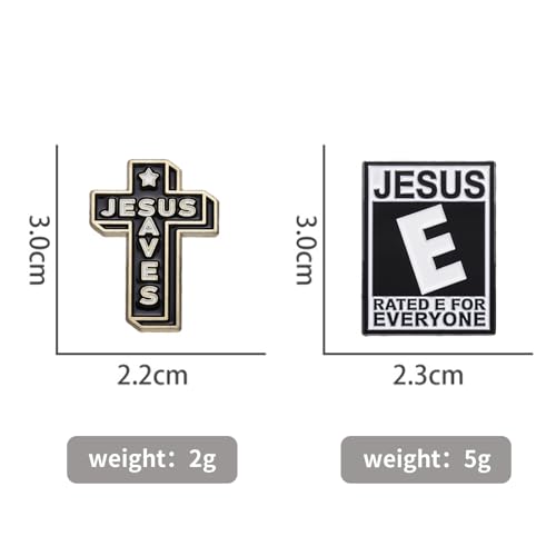 Image of 2pcs Jesus Cross Pin,Hat Jacket Enamel Pins Jesus Pins for Backpacks Jesus Saves Lapel Pin i Love Christian Pins for Backpacks Decoration Cross Brooch For Women