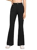 SweatyRocks Women's Casual High Waist Flare Leg Bell Bottom Pants Work Office Trousers Black M