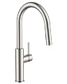FORIOUS Kitchen Faucet with Pull Down Sprayer, Classic Brushed Nickel, Single Handle High Arc Stainless Steel Kitchen Sink Faucet, 1 or 3 Hole Deck Mount for RV, Bar, Farmhouse, Laundry, Outdoor