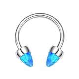Piercing para nariz, septum, 1 aro de titanio, piercing para tragus, hélice, anillo de joyería con ópalo, 1.2x10mm, Metal, Ópalo