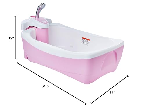 Summer Infant Lil Luxuries Whirlpool Bubbling Spa & Shower (Pink) Luxurious Baby Bathtub with Circulating Water Jets, 2 Piece Set (Pack of 1)