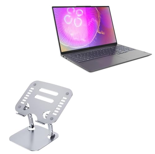 BoxWave Stand and Mount Compatible with Lenovo Slim 7 - Executive VersaView Laptop Stand, Ergonomic Adjustable Viewing Angle Metallic Riser - Metallic Silver