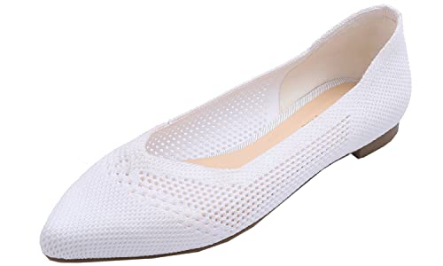 Image of FEVERSOLE Women's Woven Pointy Fashion Cutouts Breathable Knit Flat Shoes