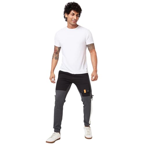 Image of Spykar Men Mid Rise Regular Fit Knit Track Pants