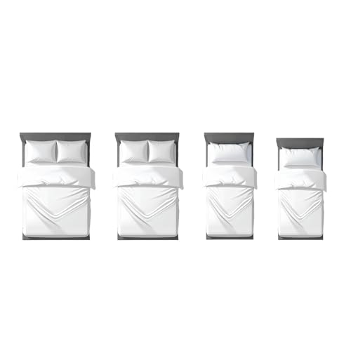 Highams White Double Duvet Set Seersucker, Super Soft Cosy Warm Luxurious Plain Dye Textured Ruffled Seersucker Double Quilt Cover Set with 2 Pillowcases