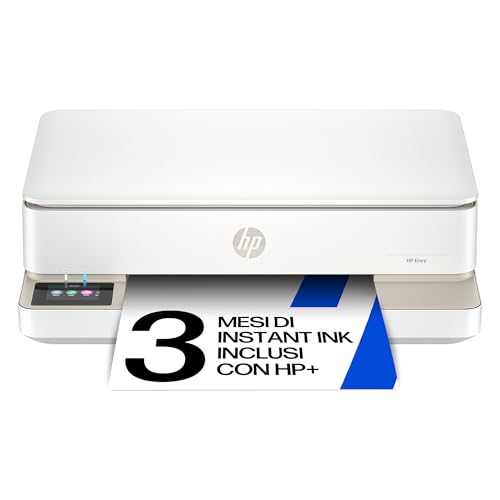 HP Envy 6120e 714L8B, Stampante Multifunzione a Getto d'Inchiostro A4 a Colori, Stampa Fronte e Retro Automatica, Fino a 10 ppm, Wi-Fi, HP Smart, 3 Mesi di Inchiostro Instant Ink Inclusi, Bianca