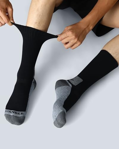 Image of WANDER Merino Wool Crew Socks 3 Pairs Lightweight Cushion Boot Sock | Breathable, Moisture-wicking, Temperature Control, Odor-control, Anti-blister, Light Hiking Running, Everyday