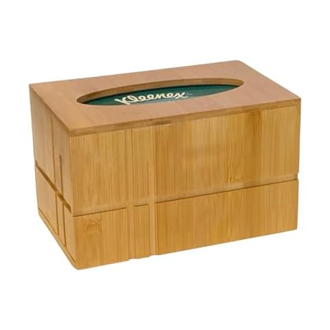 Kleenex Hand Towels (11268, 01701) POP-UP Box Cover in Natural Bamboo - Chic Midcentury Design for Home or Office Cover