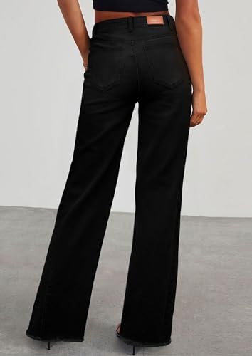 Image of PRETTYGARDEN Women's Wide Leg Jeans Raw Hem Denim Pants