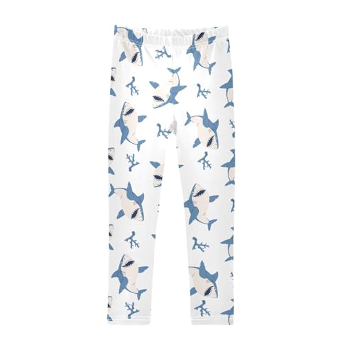 CaTaKu Girls Leggings Cute Sharks Coral Leggings for Girls Kids Athletic Workout Yoga Pants Size 4-10T