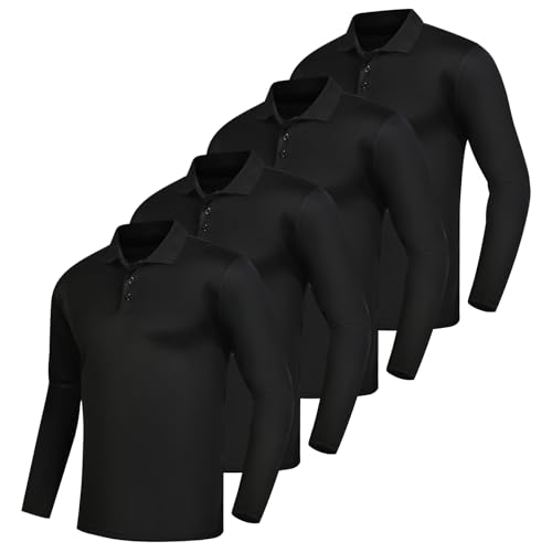 Men's Golf Polo Shirts,1 Pack/4 Pack Long Sleeve Quick Dry Athletic Casual Performance Collar Shirts for Men