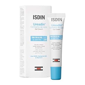 Ureadin ISDIN Gel Cream Contorno de Ojos SPF 20, Crema Antibolsas Antiojeras y Antiedad con ácido hialurónico, 15ml