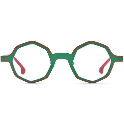 Image of FONEX Colorful Pure Titanium Glasses Frame Women Retro Round Eyeglasses