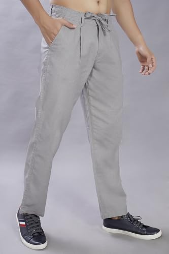 Image of DIVISIVE Men's Relaxed Fit Front Pleated Cotton Linen Blend Trousers