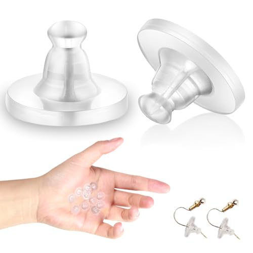 Zuwijeq 200 Piezas Tuercas De Pendientes, Hebilla Para Pendientes, Transparente Silicona Cierres Pendientes Tapón Posterior De Pendiente De Seguridad, Hebilla De Conexión Para Pendientes
