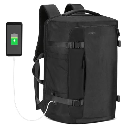 Image of 40L Travel Backpack for 17.3 Inch Laptop TSA Friendly USB-A Black