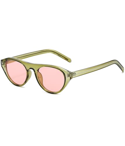 Image of EYLRIM Retro Oval Cat Eye Sunglasses for Women Men Trendy Flat Top Narrow Cateye Shades UV400 Protection