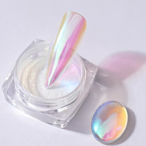 Pretty Diva 0.3g Mermaid Unicorn Chrome Nail Powder Aurora Iridescent Chrome Powders for Nails Mermaid Powder for Nails Chrome Mica Powder Manicure Pigment