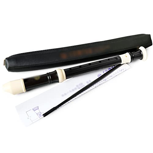 Soprano Recorder 3 Piece German Student Recorder Ergonomic Wind Instrument with Smooth Mouthpiece, 8 Holes Recorder in G Key for Musicians, with Cleaning Swab