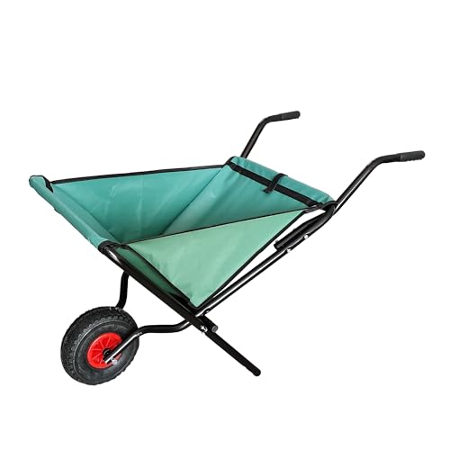 Collapsible Wheelbarrow, 176 Lbs Folding Yard Garden Wheelbarrow, Easy Loading and Dumping Garden Cart Thickened Oxford Cloth Lawn Cart for Nutrient Soil, Grass, Garden Supplies, 10
