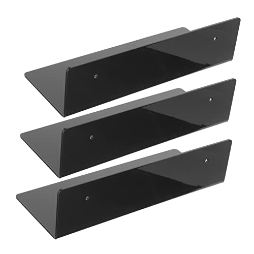 SHINEOFI 3 Piezas Estanterías Flotantes Acrílicas Negras Repisas de Pared para Baño y Oficina Almacenamiento Montaje Sencillo para Decoración y Exhibición