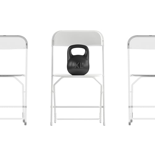 Image of Flash Furniture Hercules Series Big & Tall Stackable Plastic Folding Chairs, Extra Wide Commercial Event Seats, Set of 4, White