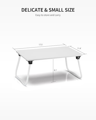 Image of Ruxury Foldable Lap Desk Laptop Stand Bed Desk Table Tray, Breakfast Serving Tray, Portable & Lightweight Mini Table, Lap Tablet Desk for Sofa Couch Floor - White