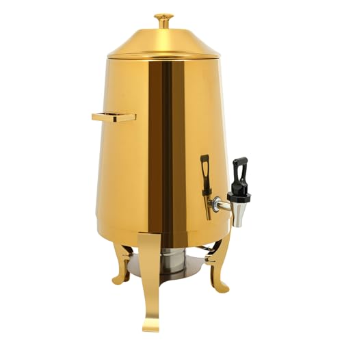 DYNAMI 3.4Gal Hot Beverage Dispenser,Stainless Steel Coffee Urn Tea Dispenser with Fuel Holder,Gold Drink Dispenser with Spigot for Parties Event Buffet Catering