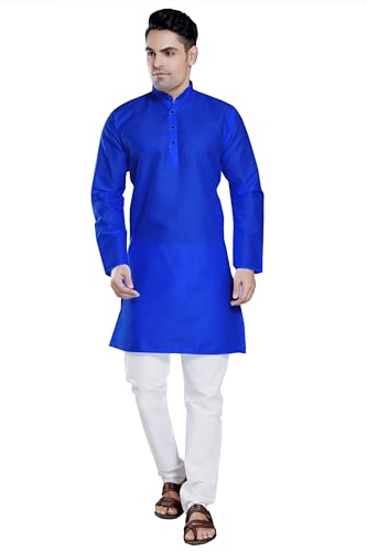 Image of DIVISIVE Men's Plain Cotton Blend Linen Slim Fit Kurta Pyjama Set