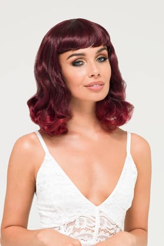 Perruque pin-up noire et rouge pour changer de look style années 50 - 5